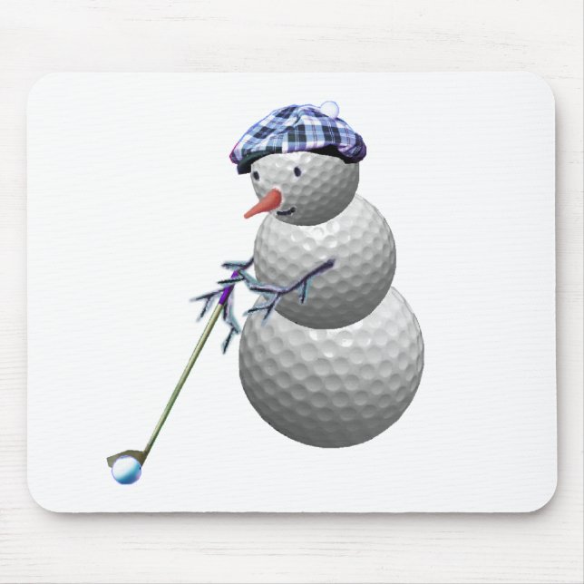 Golf Ball Snowman Christmas Mouse Pad (Front)