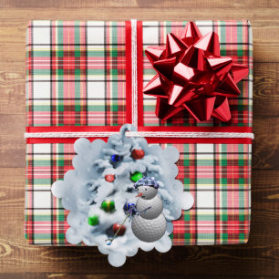 Golf Ball Snowman Christmas Tree Decoration Card