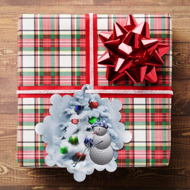 Golf Ball Snowman Christmas Tree Decoration Card (Insitu (Gift))