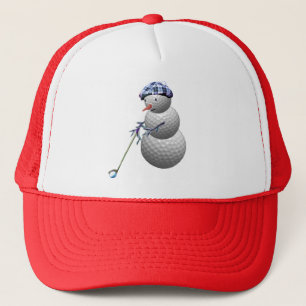 Golf Ball Snowman Christmas Trucker Hat