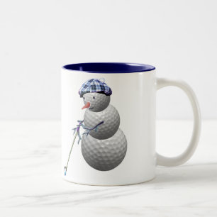 Golf Ball Snowman Christmas Two-Tone Coffee Mug