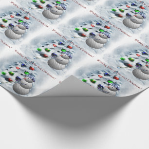 Golf Ball Snowman Christmas Wrapping Paper
