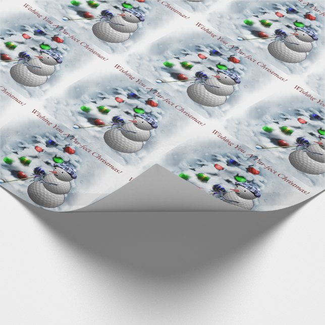 Golf Ball Snowman Christmas Wrapping Paper (Corner)