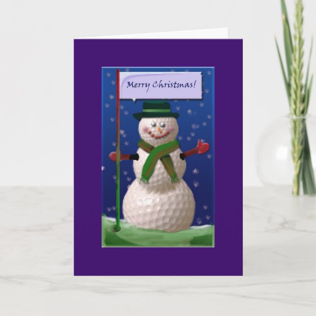 Golf Ball Snowman for the Golf Nut Holiday Card (Front)