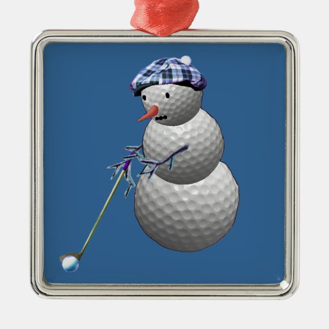 Golf Ball Snowman Metal Tree Decoration (Front)