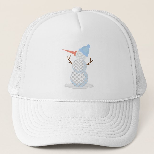 Golf ball Snowman Trucker Hat (Front)