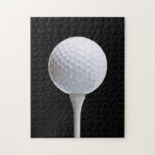 Golf Ball & Tee on Black - Customised Template Jigsaw Puzzle