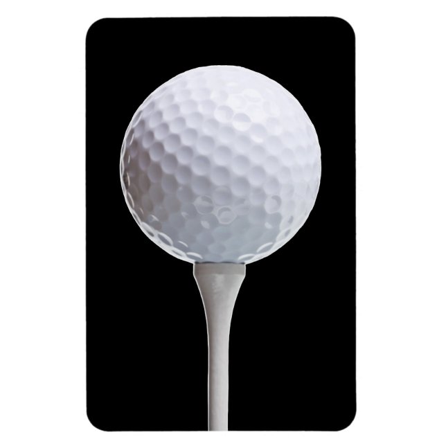 Golf Ball & Tee on Black - Customised Template Magnet (Vertical)