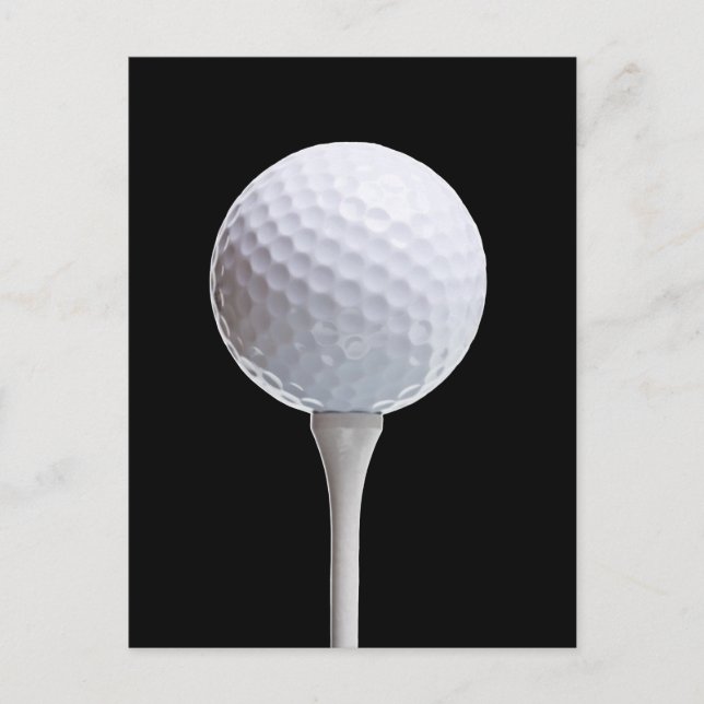 Golf Ball & Tee on Black - Customised Template Postcard (Front)
