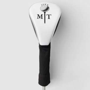 Golf Ball Tee Personalised Initial Monogram Year Head Cover