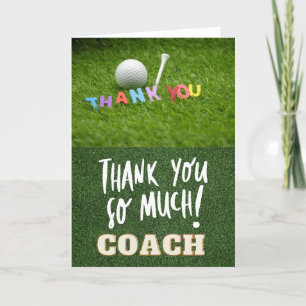 Golf ball & tee thanks so much coach for Golfer    Thank You Card