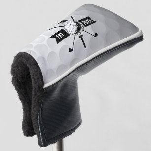 Golf Ball Texture & Club Initial Monogram Golf Head Cover
