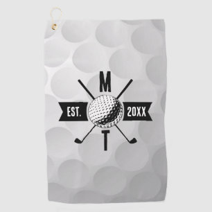 Golf Ball Texture & Club Initial Monogram Golf Towel
