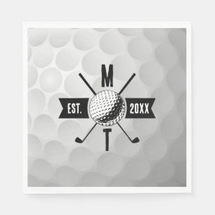 Golf Ball Texture & Club Initial Monogram Napkin