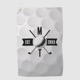 Golf Ball Texture & Club Initial Monogram Towel