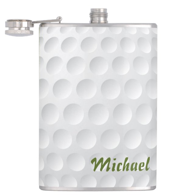 Golf ball texture. For golfers. Green grass. Funny Hip Flask (Opened)
