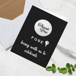 Golf Ball Thank You Fore! Black White Custom Card
