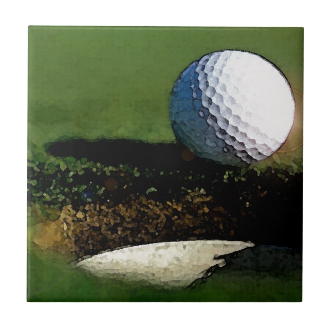 Golf Ball & the Hole Ceramic Tile (Front)