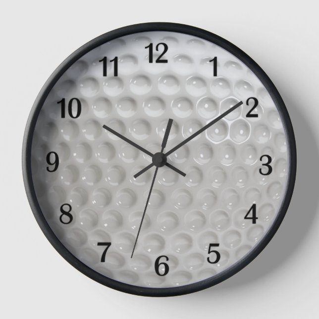 Golf Ball Wall Clock w Black Numbers  (Front)