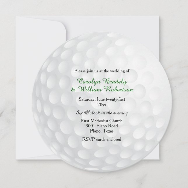 Golf Ball Wedding Invitation (Front)