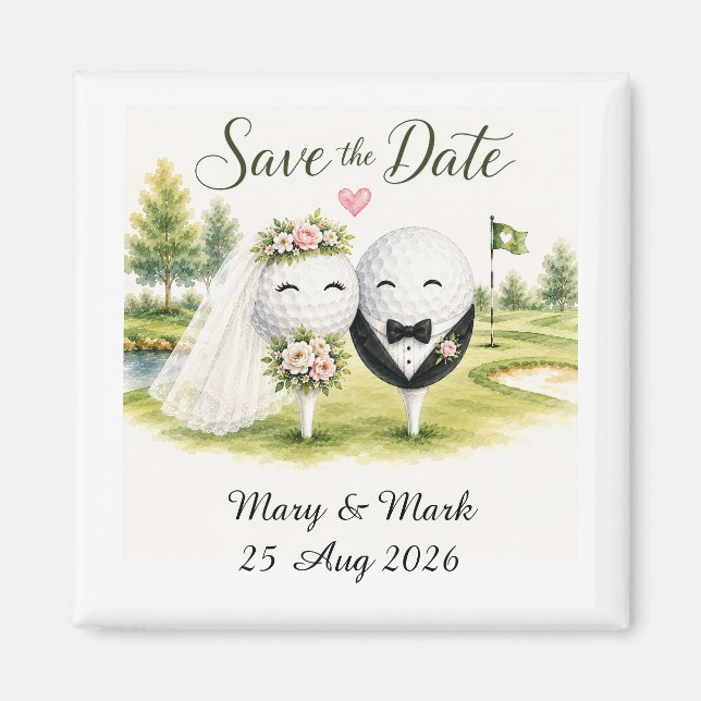 Golf Ball Wedding Save the date Magnet (Front)