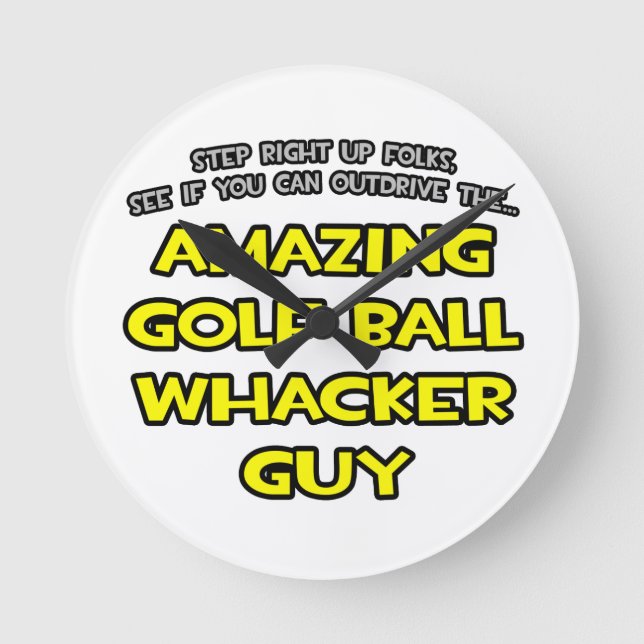 Golf Ball Whacker Guy Round Clock (Front)