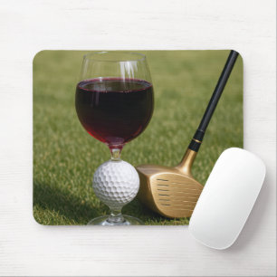 Golf Ball Wine Glass On Grass Mouse Pad