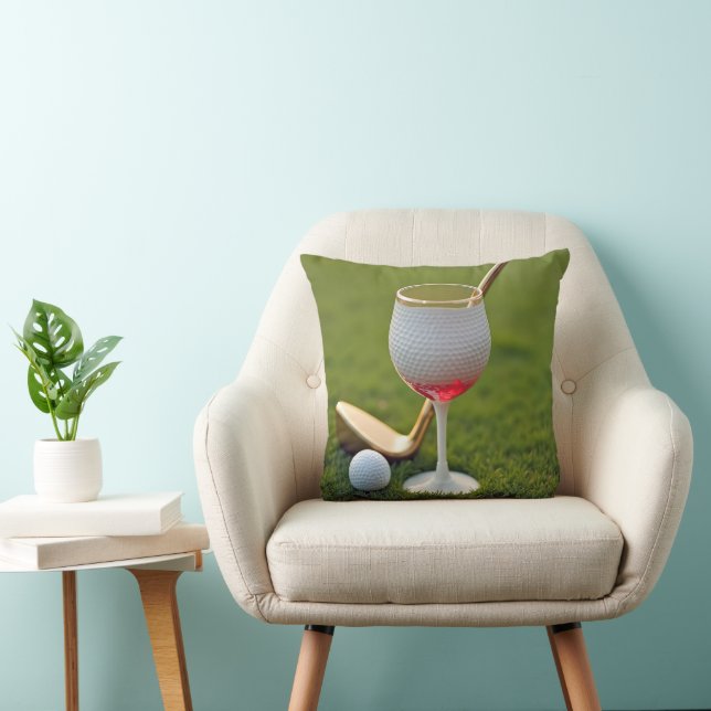 Golf Ball Wine Glass With Gold Putter Cushion (Chair)