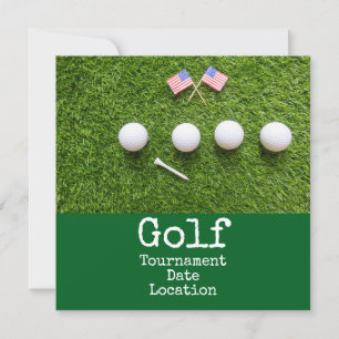 Golf ball with American flag golf tournament Invitation
