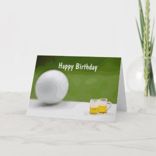Golf ball with glasses of beer for golfer card