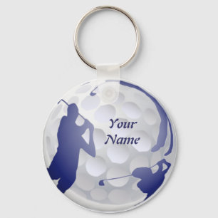 Golf Ball with Golfer to customise with your Name Key Ring