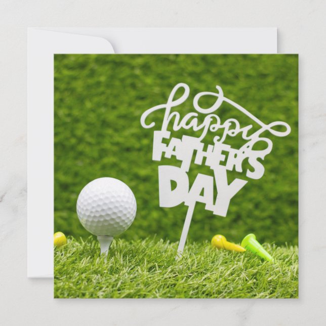 Golf ball with Happy Father's Day sign on green  C Card (Front)