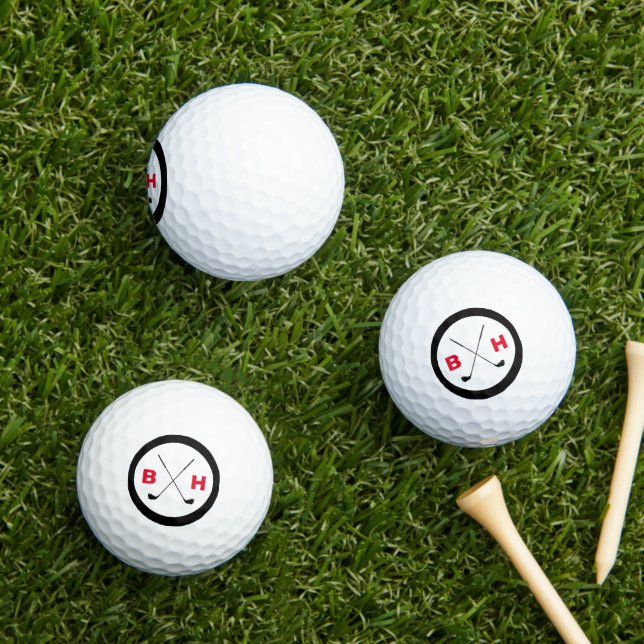 Golf Ball with Name Initials Modern Monogram (Insitu Grass)