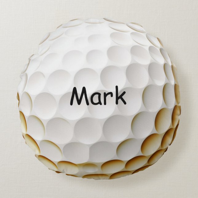 Golf Ball with Name Round Cushion (Front)