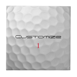Golf Ball with Personalised Text and Number Ceramic Tile