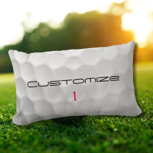 Golf Ball with Personalised Text and Number Lumbar Cushion