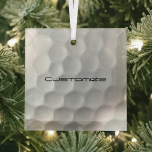 Golf Ball with Personalised Text Glass Tree Decoration