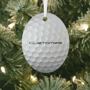 Golf Ball with Personalised Text Metal Tree Decoration