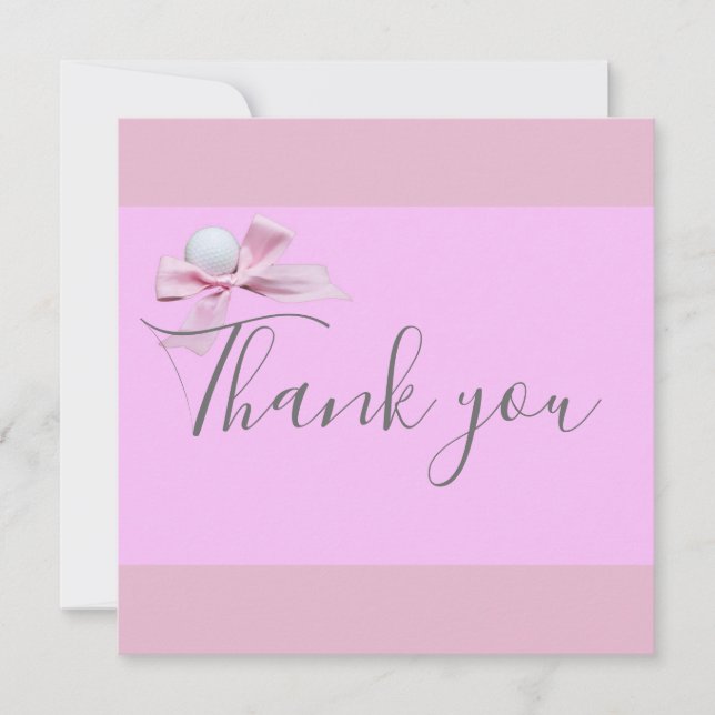 Golf Ball with Pink ribbon Thank you card (Front)