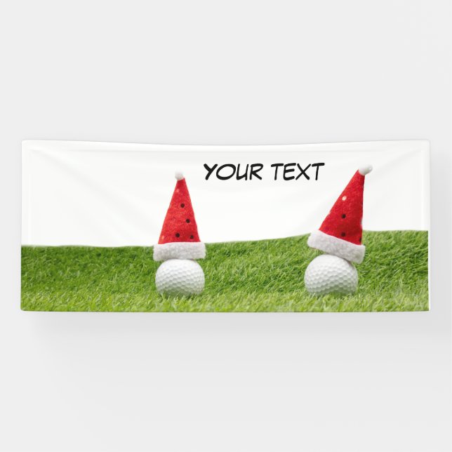 Golf Ball with Santa hat Golfer Christmas Party  Banner (Horizontal)