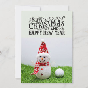 Golf ball with Snowman  golfer Christmas Holiday
