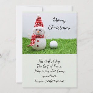 Golf ball with Snowman  golfer Christmas Holiday Card