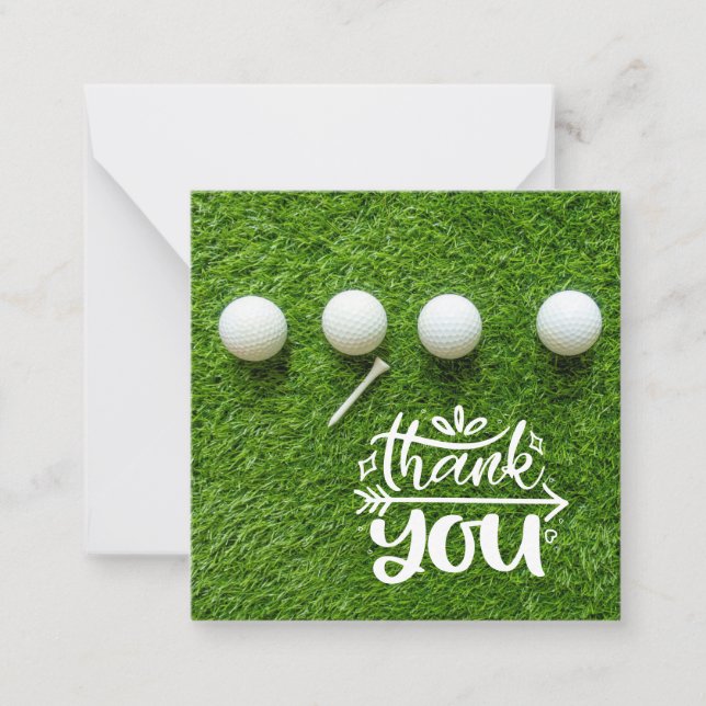 Golf ball with thank you so much on green grass card (Front)