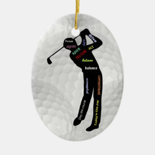 Golf Balls and Golfing Motivational Words Ceramic  Ceramic Ornament