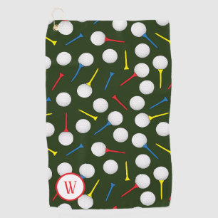 Golf Balls and Tees Patterned Golfer Monogram Towel