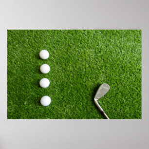 Golf Balls are on green grass Poster
