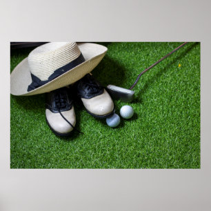 Golf Balls are on green grass Poster