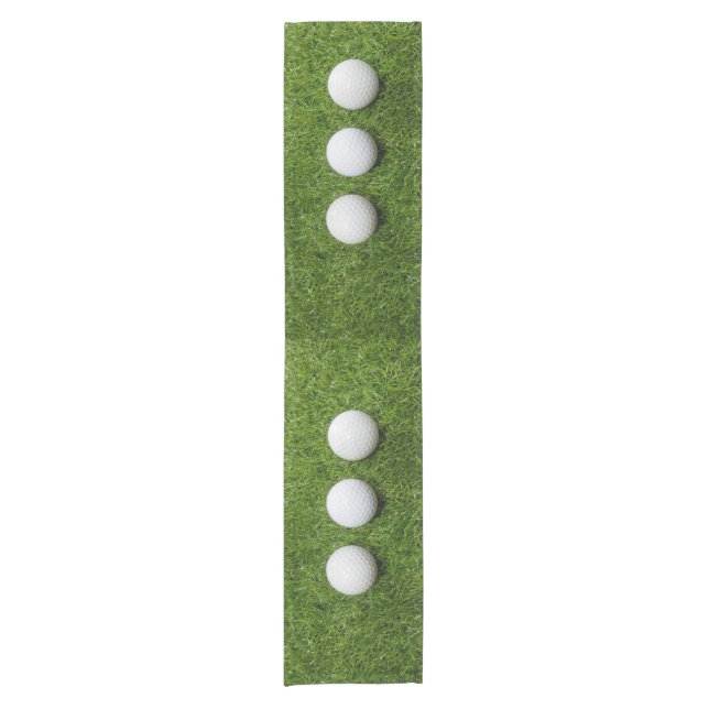 Golf Balls are on green grass Short Table Runner (Front)