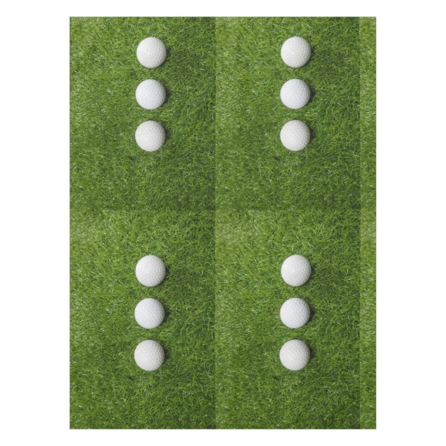 Golf Balls are on green grass Tablecloth (Front)