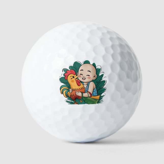 Golf Balls | Chloe Baby Hugs The Rooster (Front)